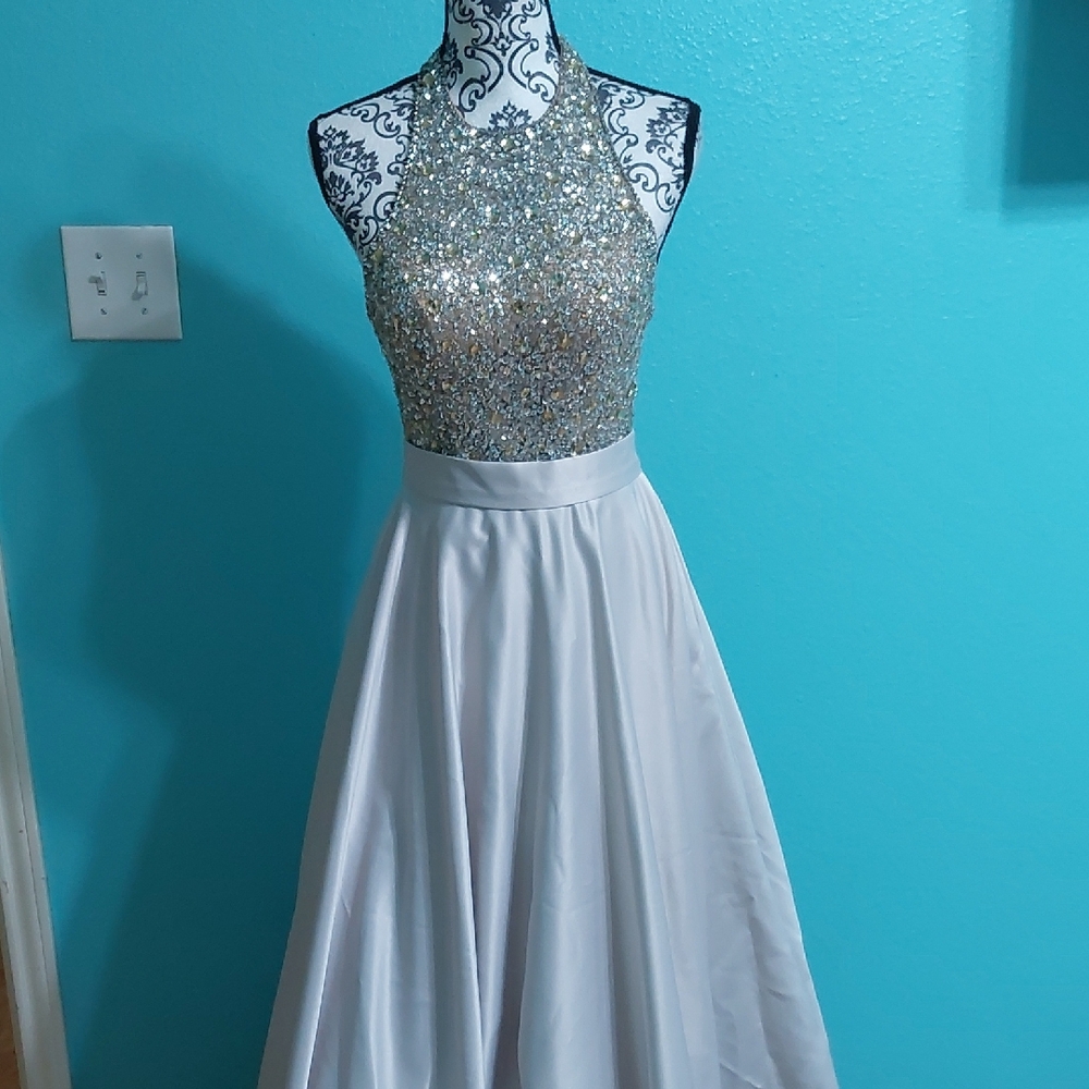 Stunning Silver Halter Prom Dress